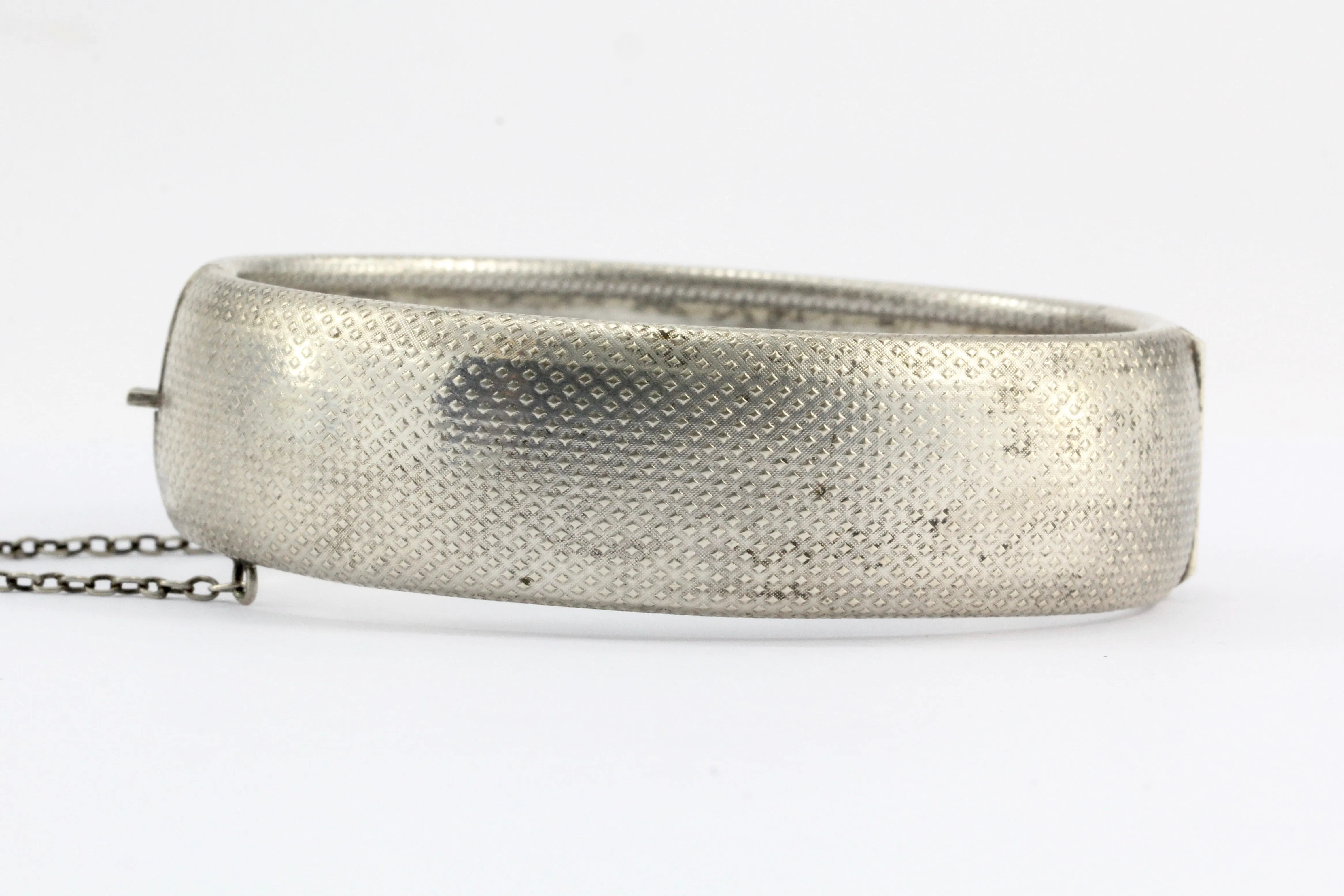 Victorian Mixed Metal 800 Silver & Rose Gold "Souvenir" Bangle Bracelet c.1870's
