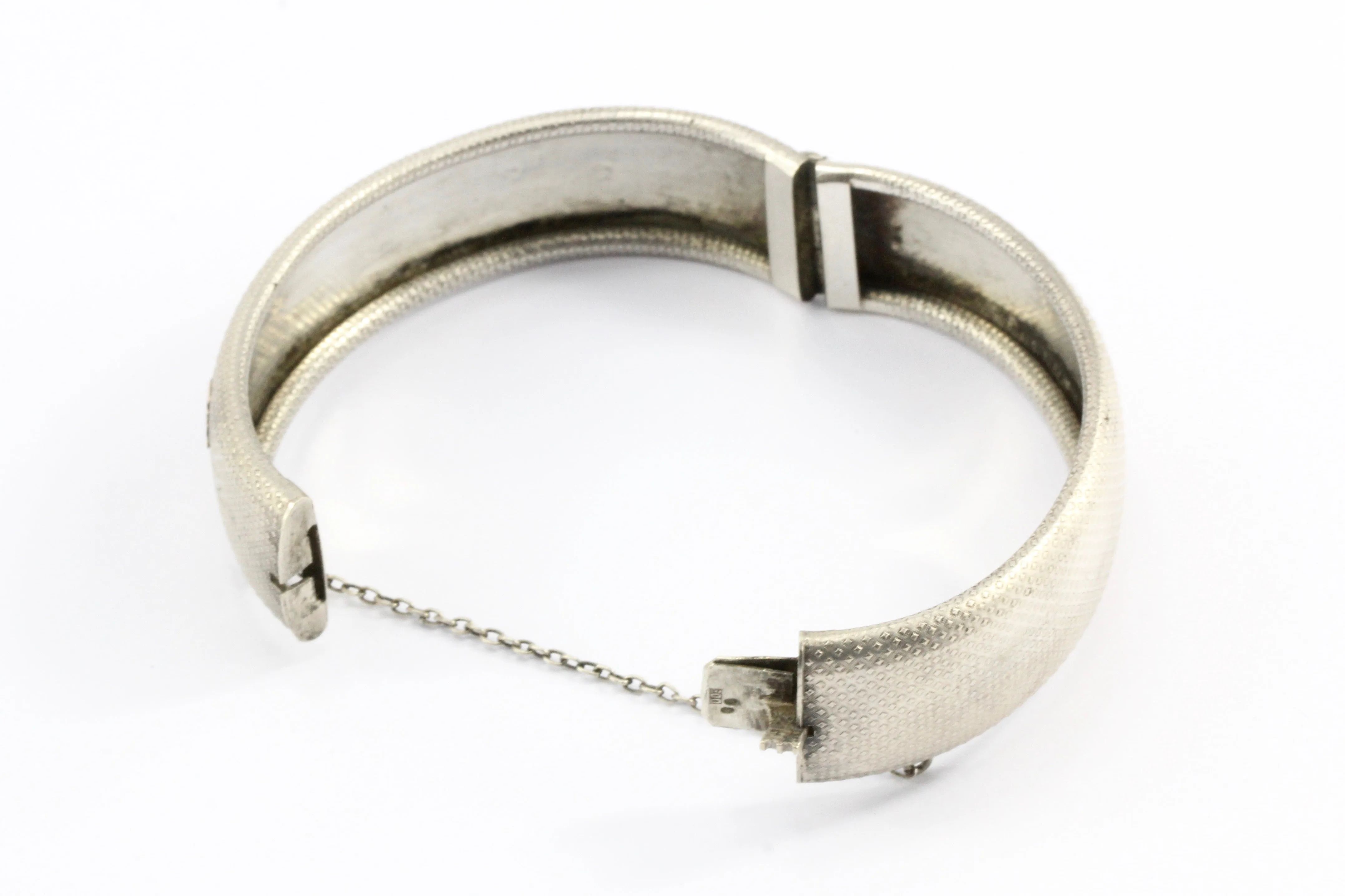 Victorian Mixed Metal 800 Silver & Rose Gold "Souvenir" Bangle Bracelet c.1870's