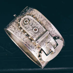 Victorian "Buckle & Ivy Leaf" Silver Cuff Bangle