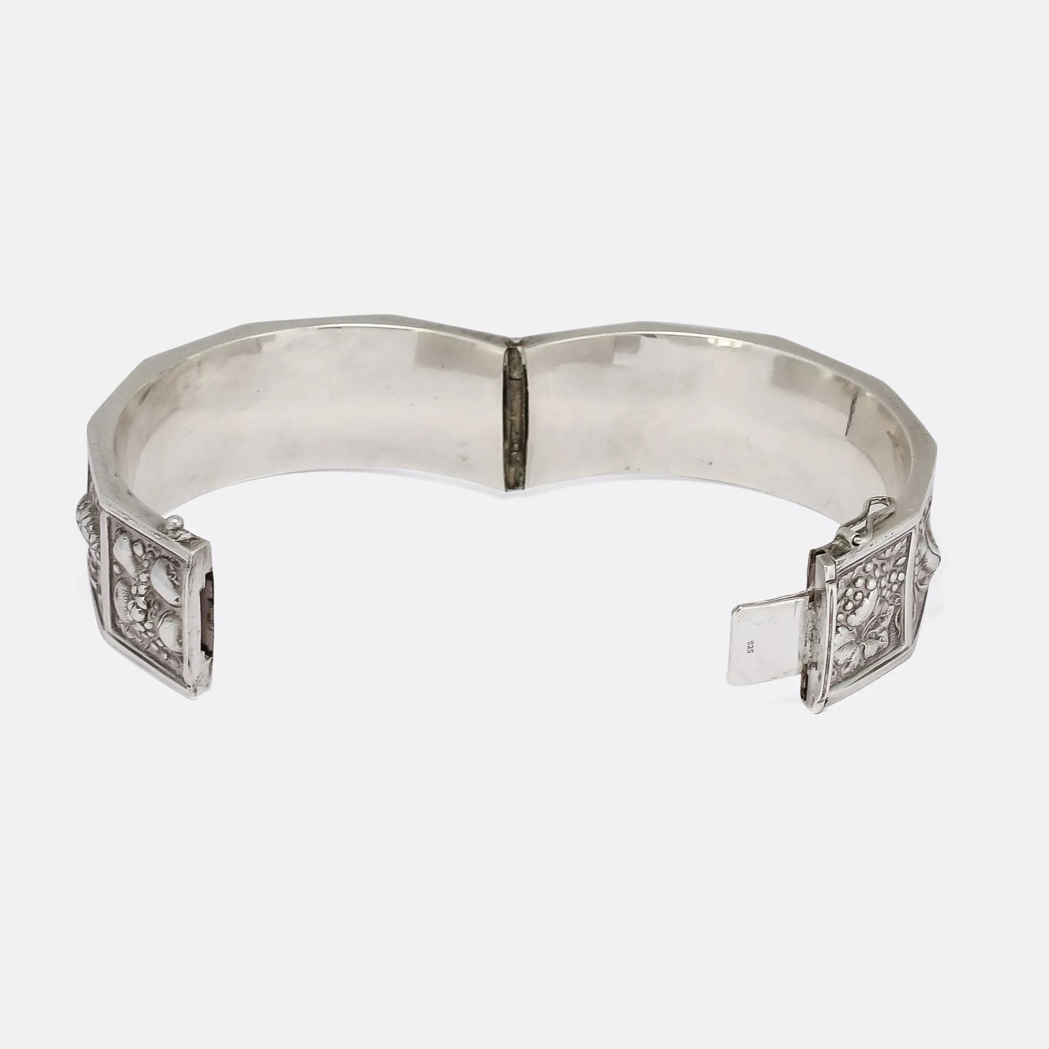 Victorian "Language Of Flowers" Silver Bangle
