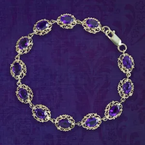 Victorian Style Amethyst Bracelet 9ct Gold