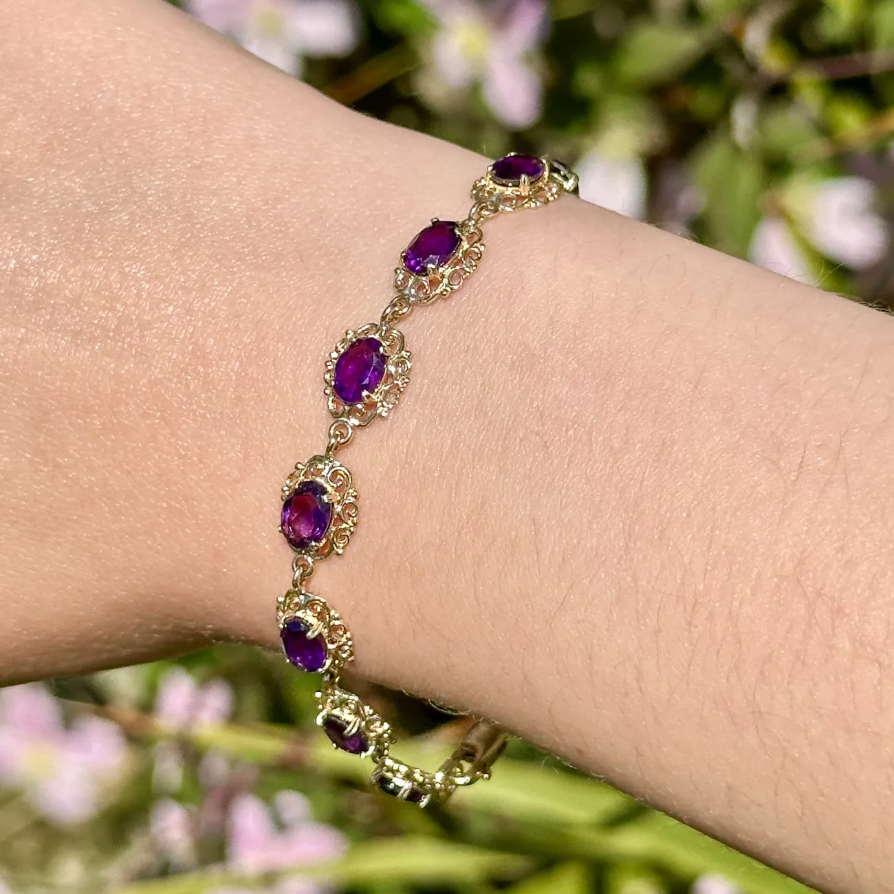Victorian Style Amethyst Bracelet 9ct Gold