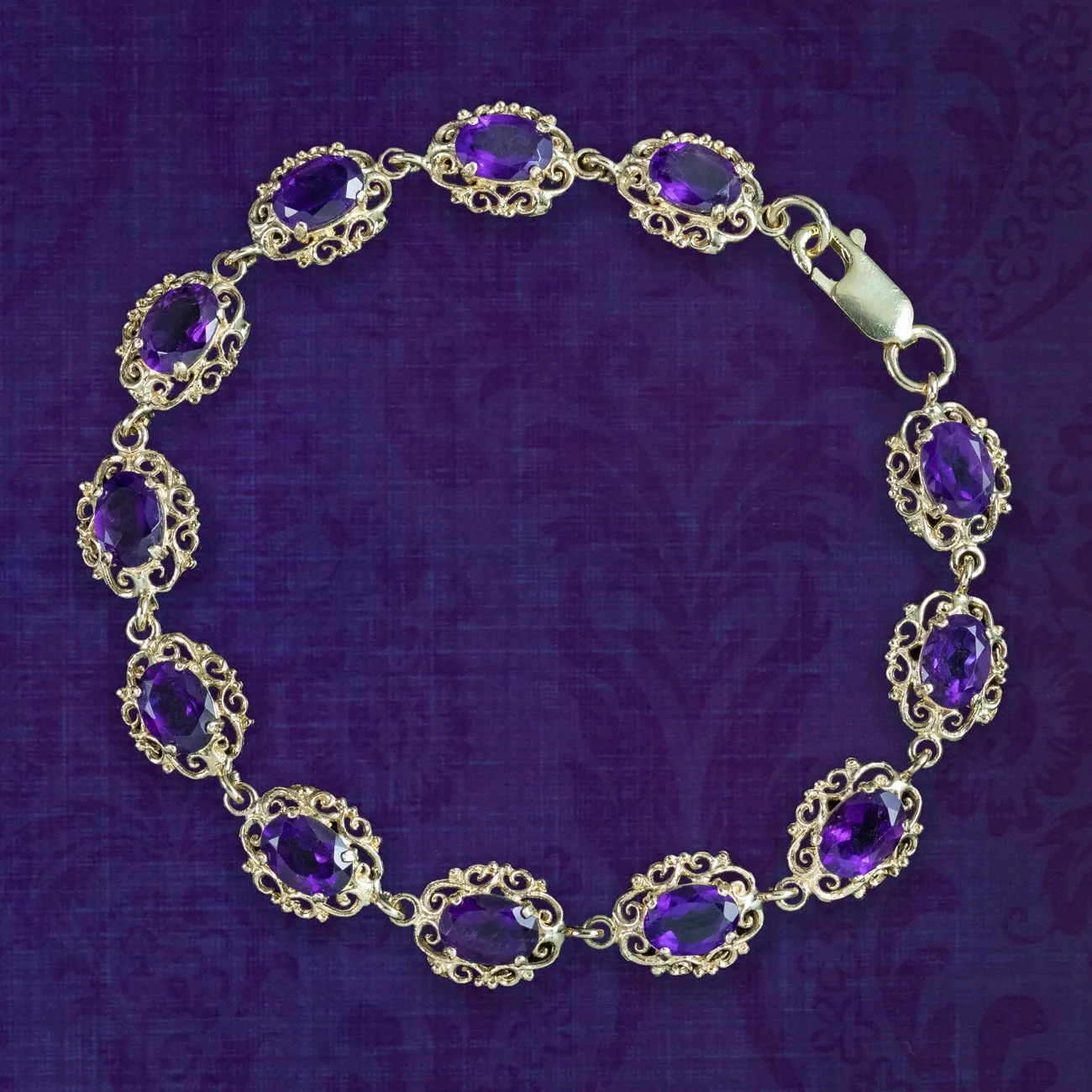 Victorian Style Amethyst Bracelet 9ct Gold