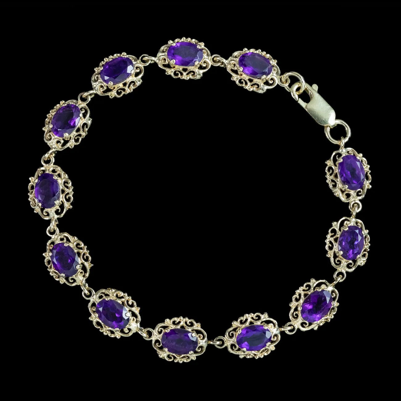 Victorian Style Amethyst Bracelet 9ct Gold
