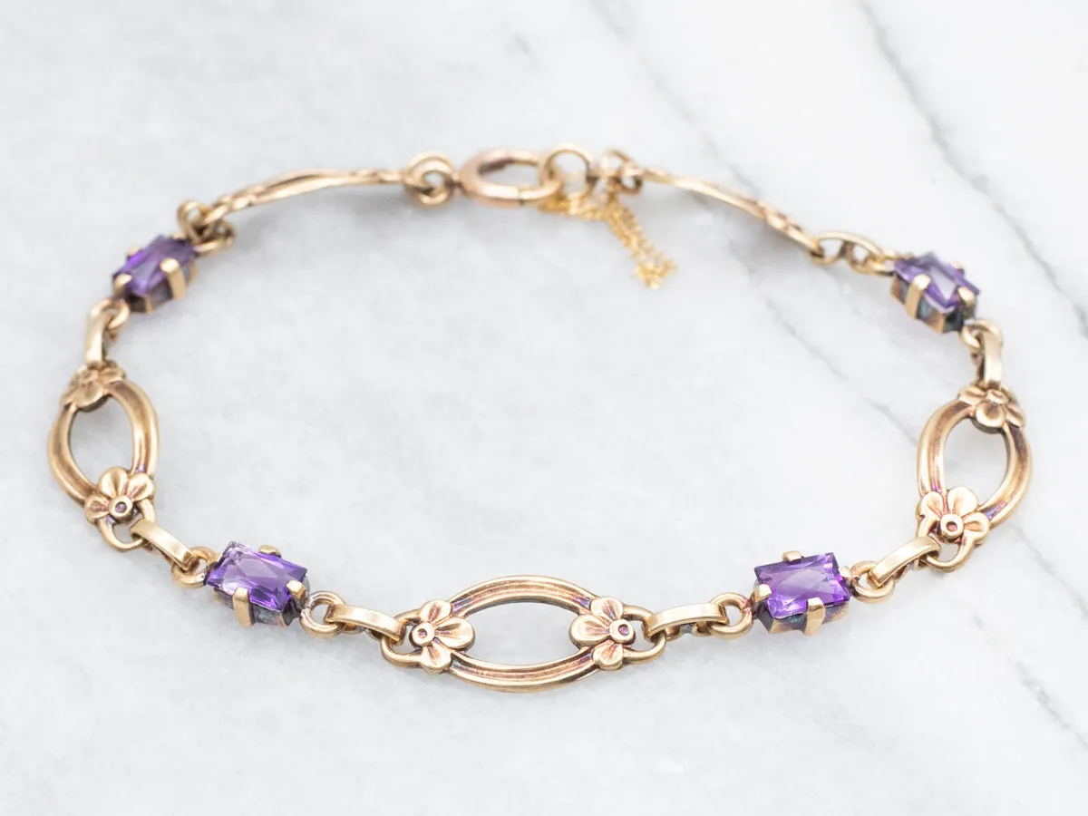 Vintage Amethyst Floral Bracelet