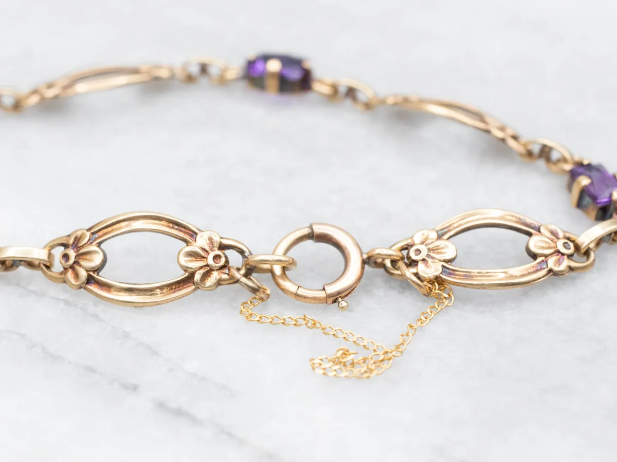 Vintage Amethyst Floral Bracelet