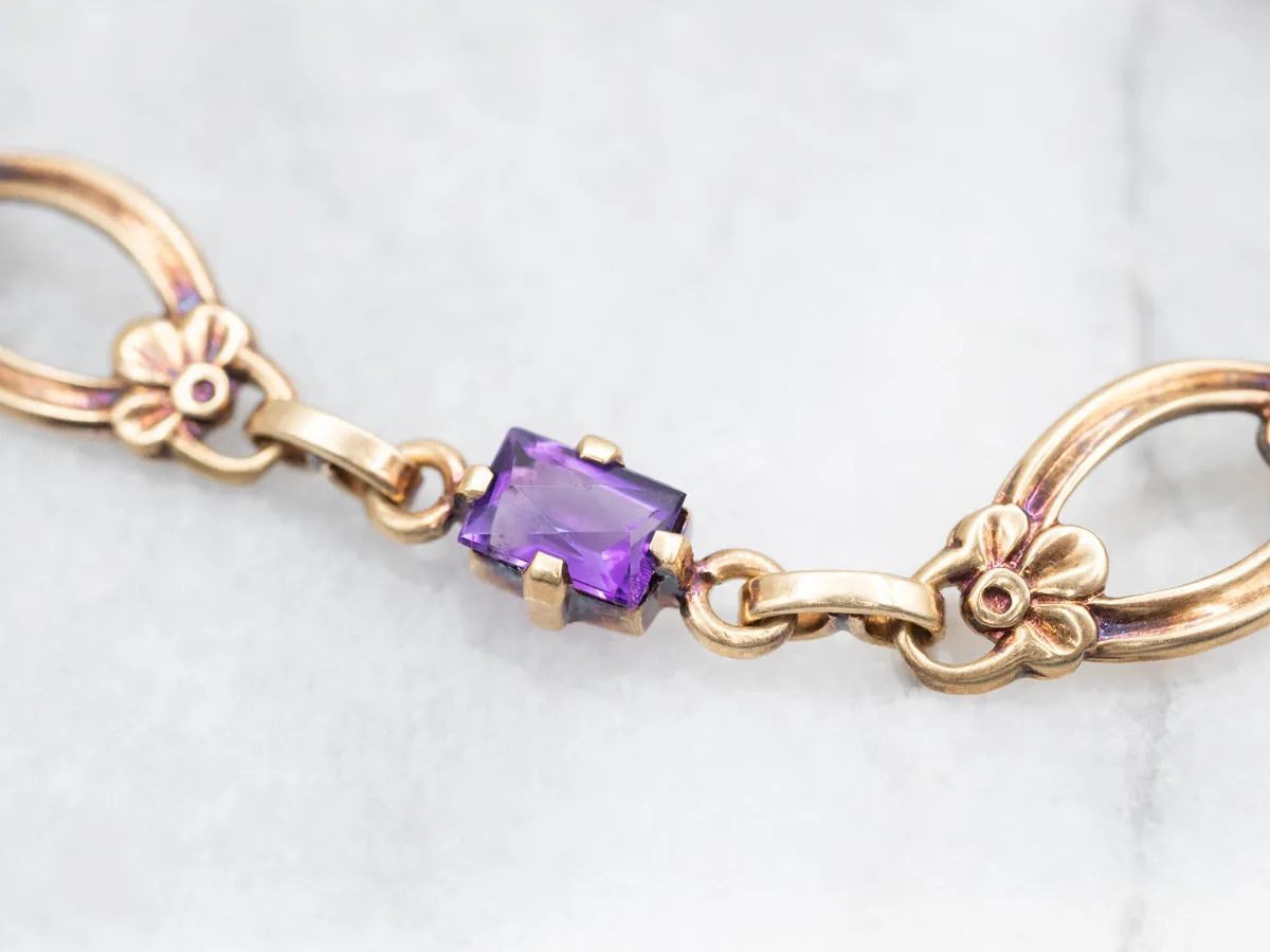 Vintage Amethyst Floral Bracelet