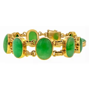 Vintage Cabochon Jade Link Bracelet