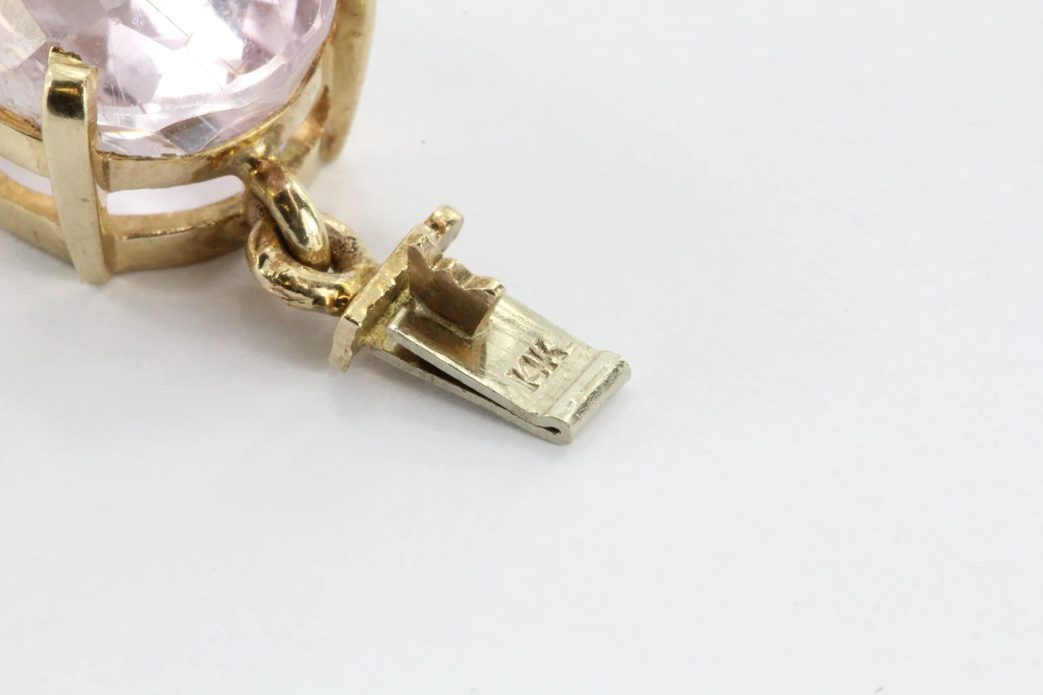 Vintage Gold 56 Carat Morganite Pendant,  30 Carat Kunzite Bracelet w/ Earrings