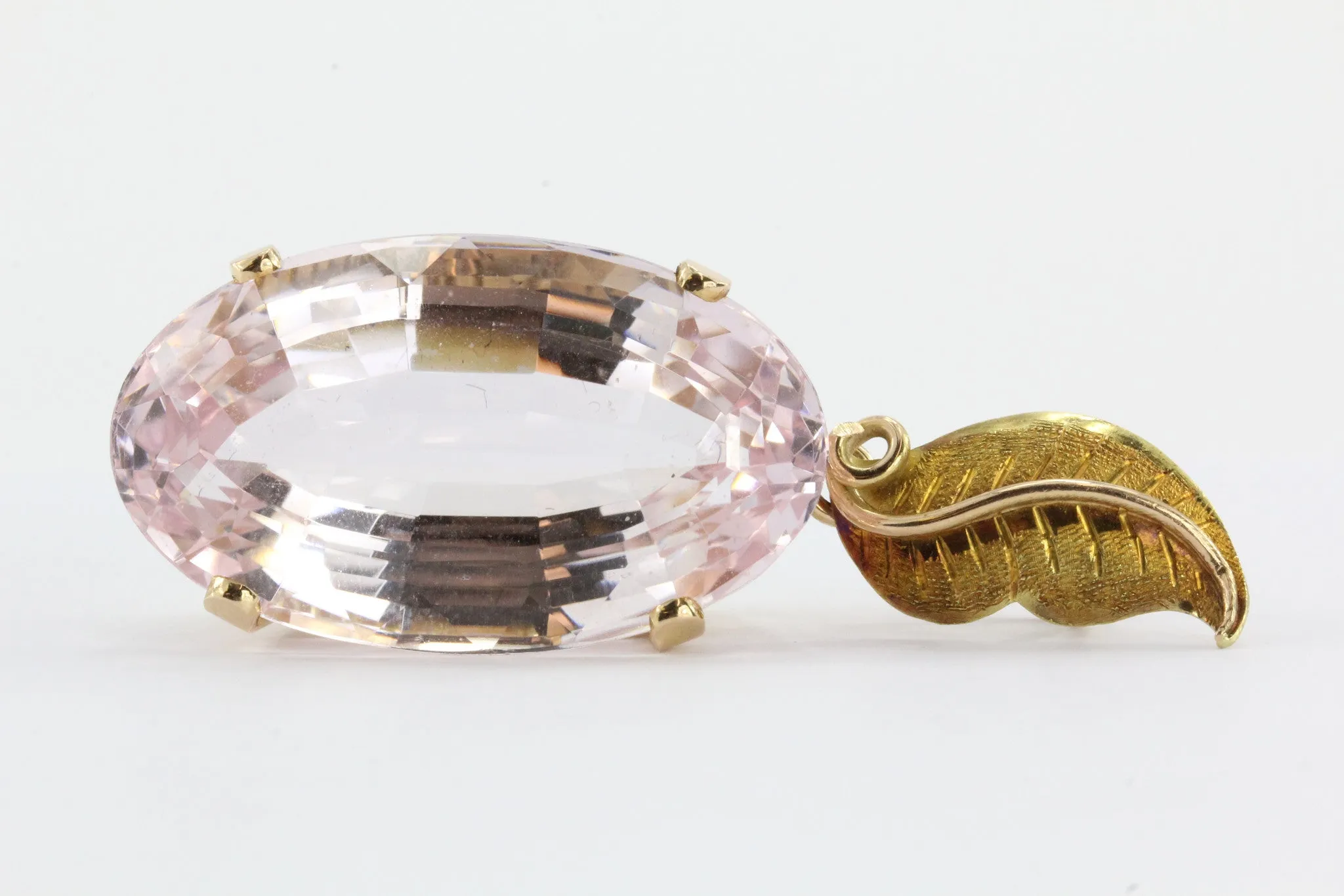 Vintage Gold 56 Carat Morganite Pendant,  30 Carat Kunzite Bracelet w/ Earrings