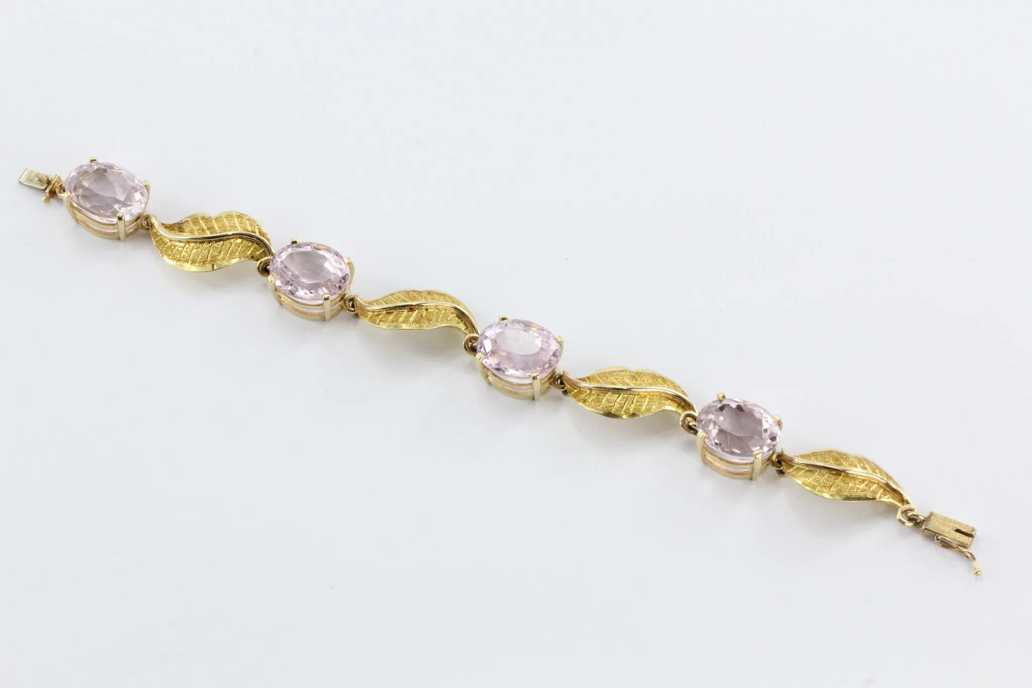 Vintage Gold 56 Carat Morganite Pendant,  30 Carat Kunzite Bracelet w/ Earrings