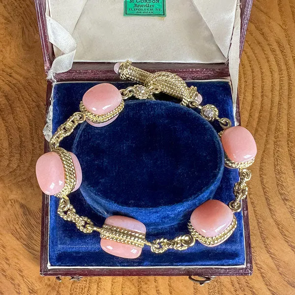 Vintage Pink Opal & Diamond Bracelet