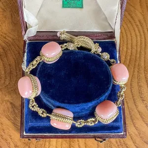 Vintage Pink Opal & Diamond Bracelet