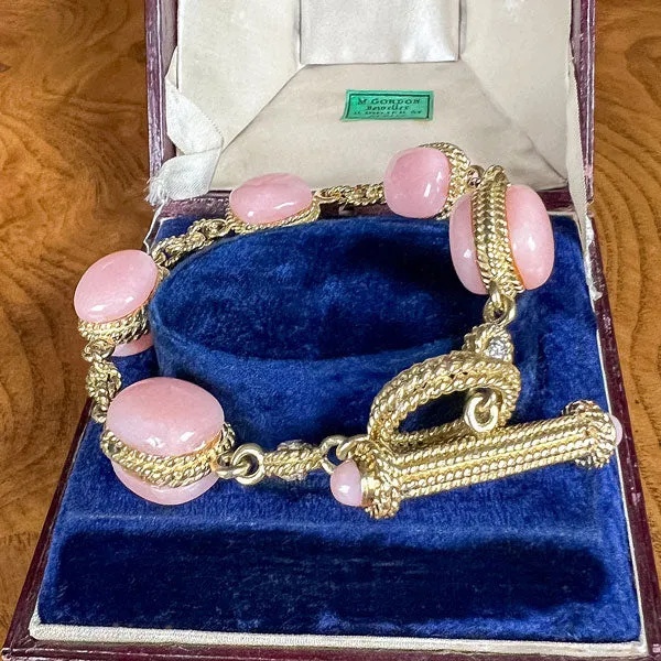 Vintage Pink Opal & Diamond Bracelet