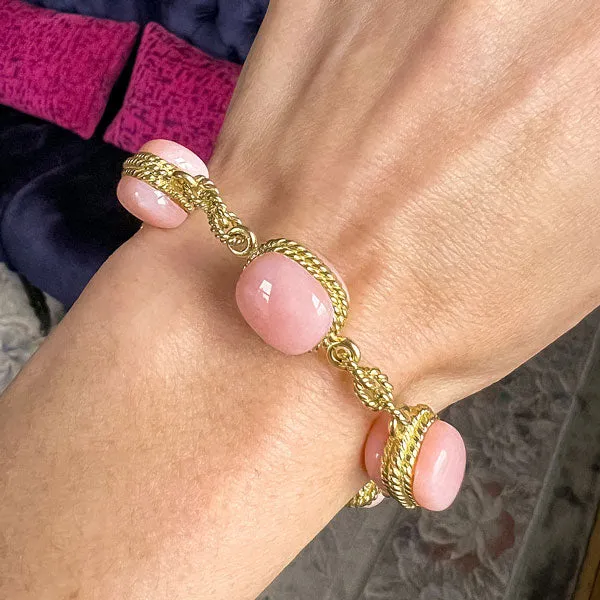 Vintage Pink Opal & Diamond Bracelet