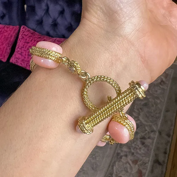 Vintage Pink Opal & Diamond Bracelet