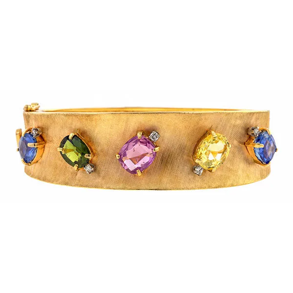 Vintage Sapphire,Tourmaline & Diamond Bracelet