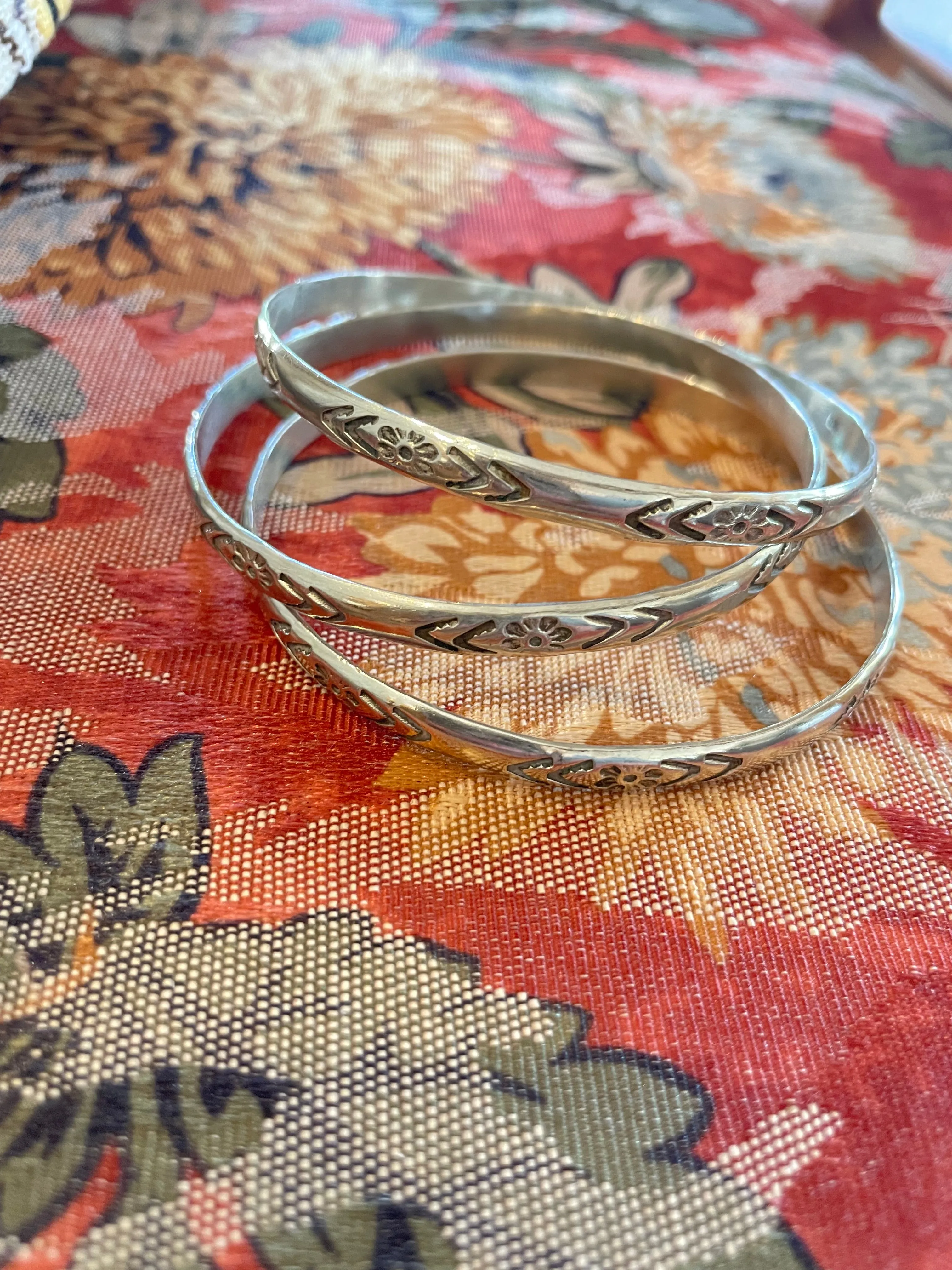 Vintage Silver Bangle Bracelets Set of 3