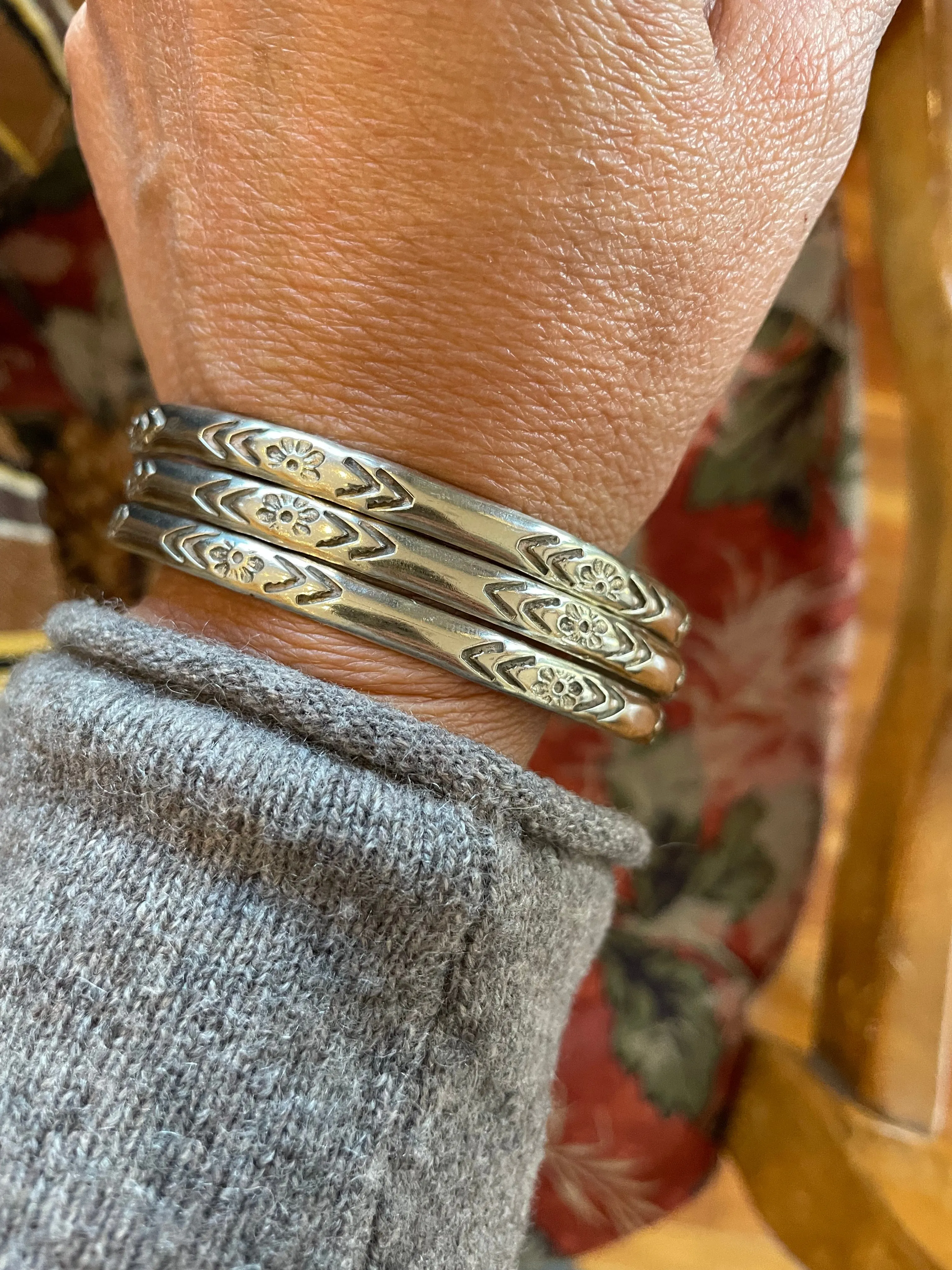 Vintage Silver Bangle Bracelets Set of 3