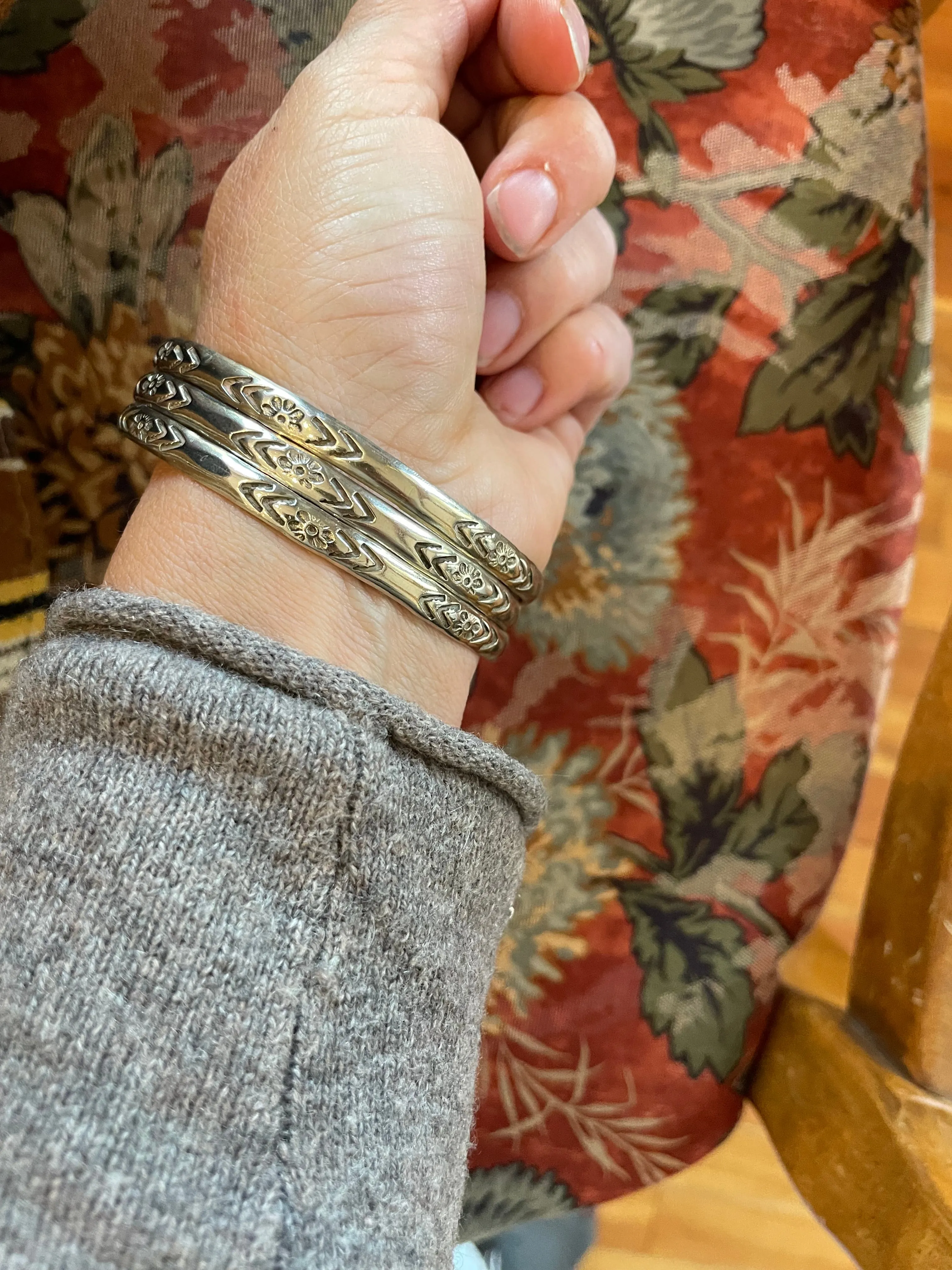 Vintage Silver Bangle Bracelets Set of 3