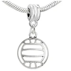 Volleyball Sports Charm European Bead Compatible for Most European Snake Chain Bracelet