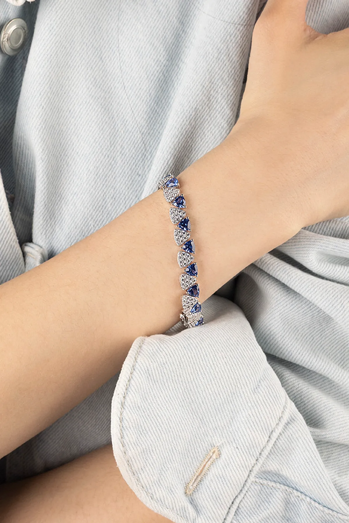 White & Blue Triangle Bracelet