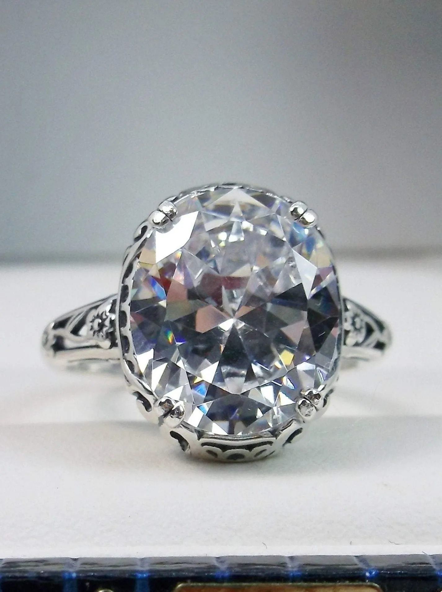 White CZ or Natural White Topaz Ring, Edwardian Jewelry #D70z