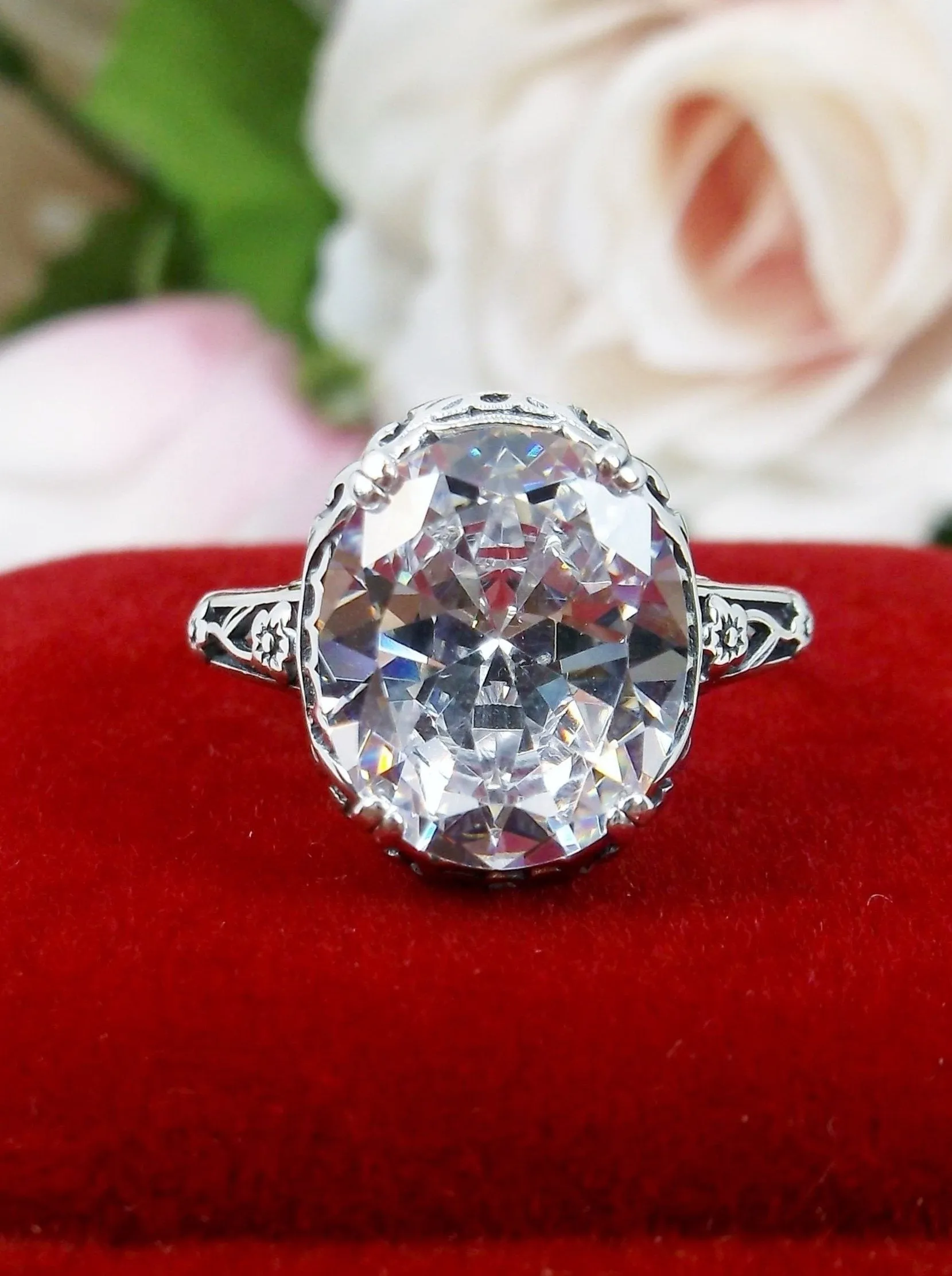 White CZ or Natural White Topaz Ring, Edwardian Jewelry #D70z