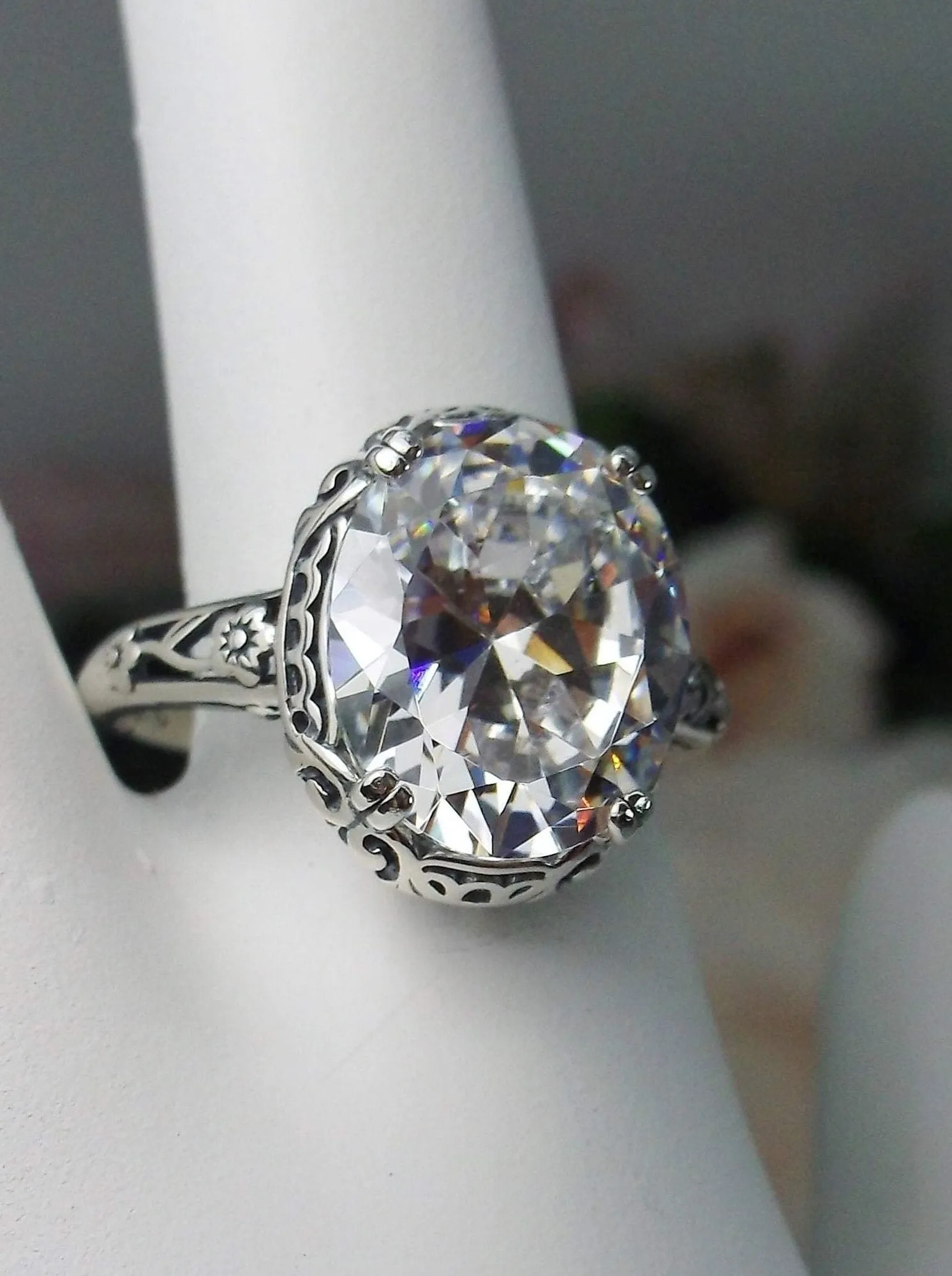 White CZ or Natural White Topaz Ring, Edwardian Jewelry #D70z