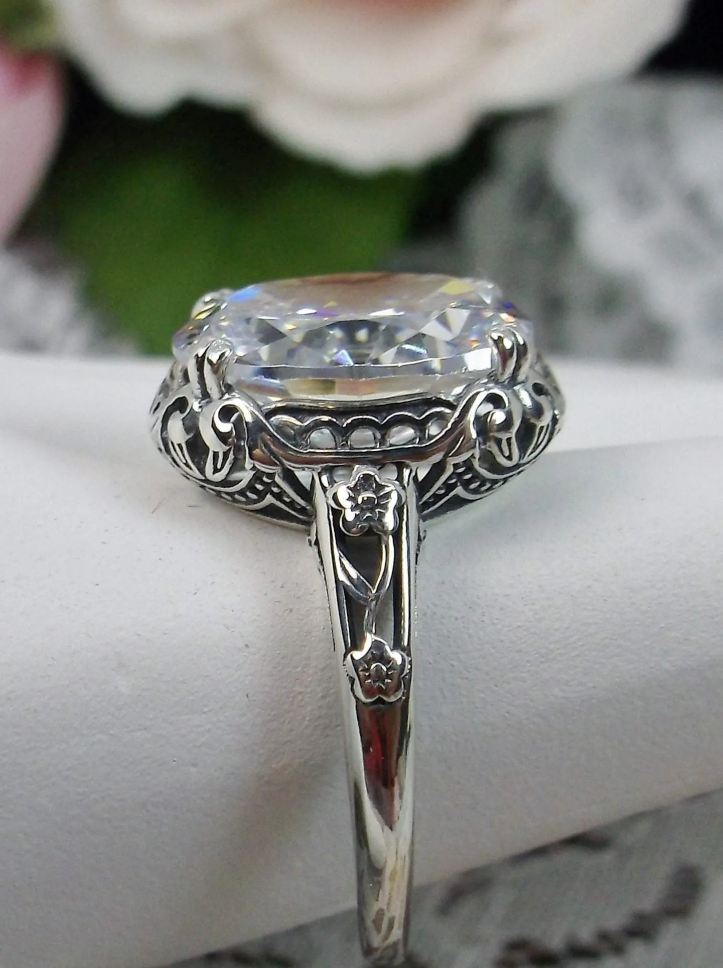White CZ or Natural White Topaz Ring, Edwardian Jewelry #D70z