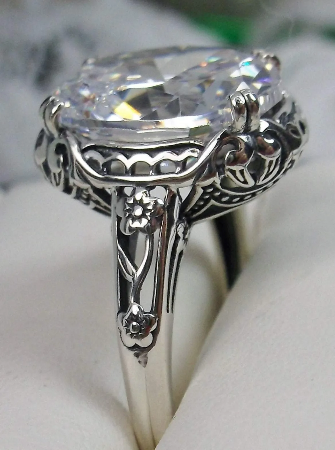 White CZ or Natural White Topaz Ring, Edwardian Jewelry #D70z