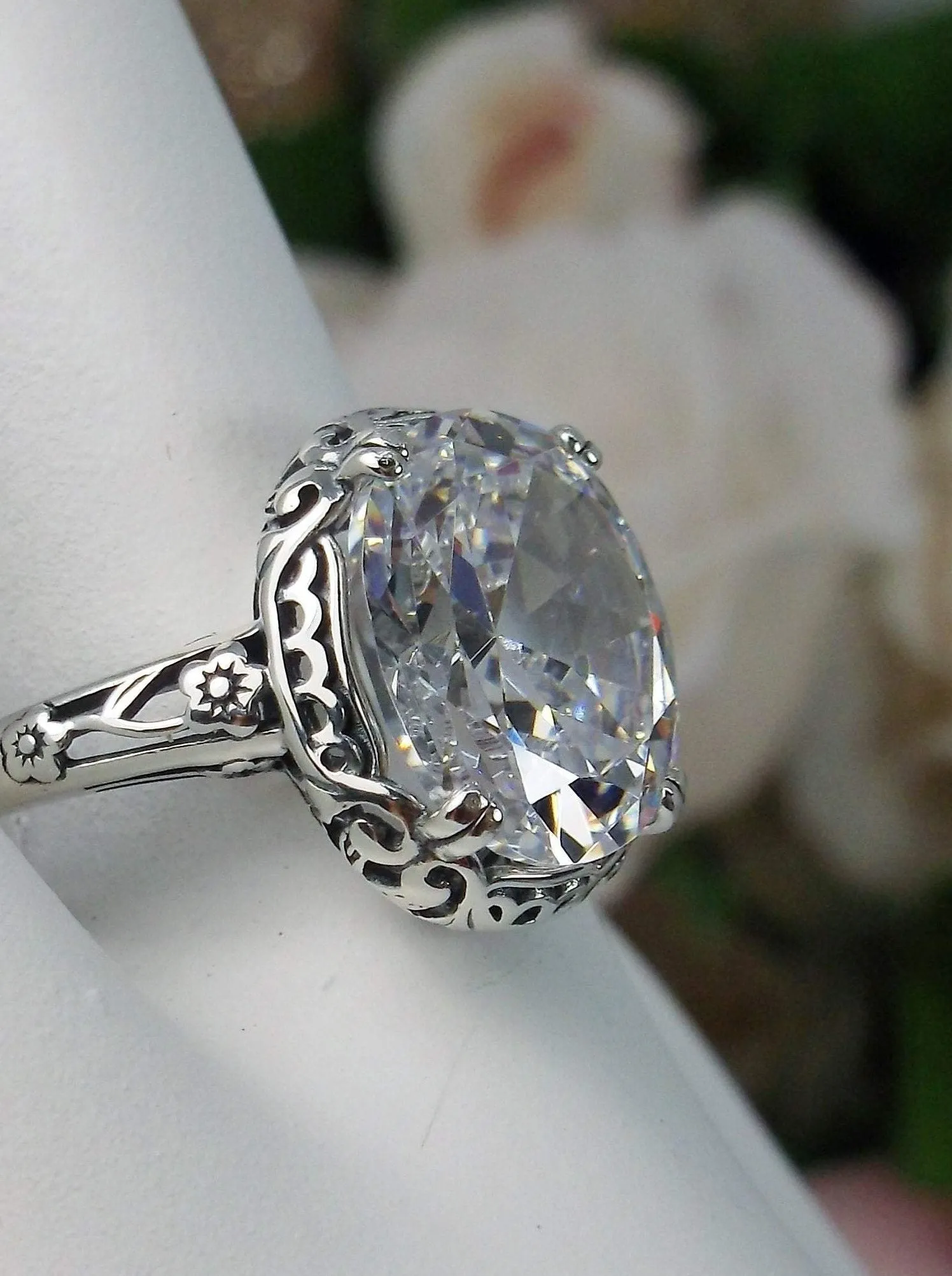 White CZ or Natural White Topaz Ring, Edwardian Jewelry #D70z