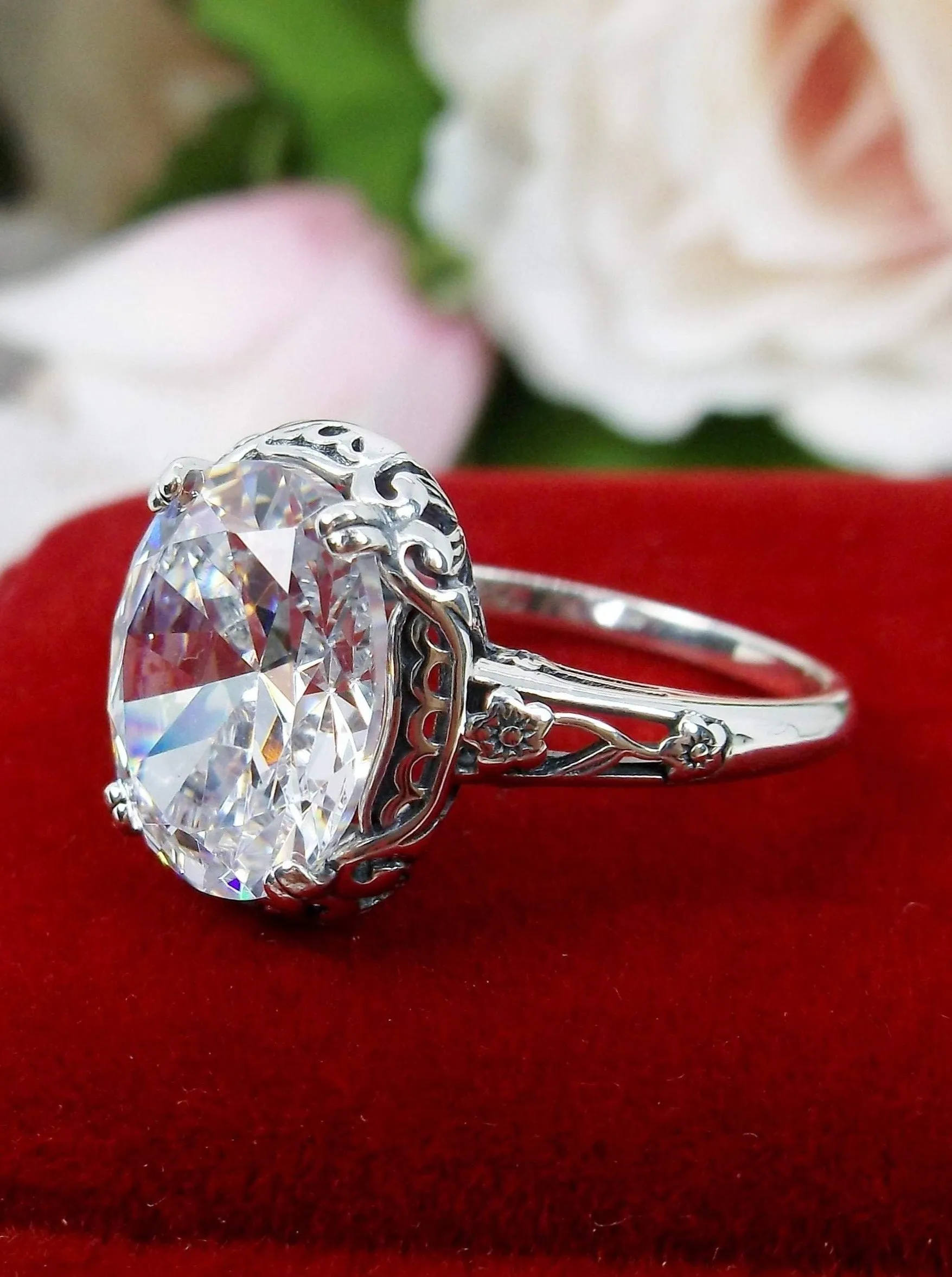 White CZ or Natural White Topaz Ring, Edwardian Jewelry #D70z