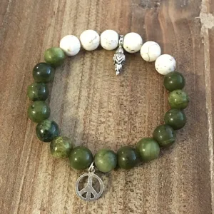 White Howlite & Jadite Peace Bracelet