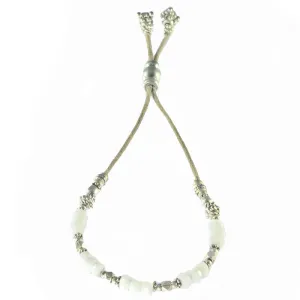 White Jade and Silver Elle Bracelet