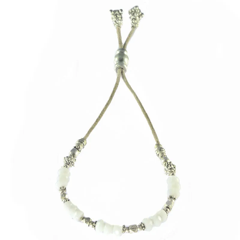 White Jade and Silver Elle Bracelet