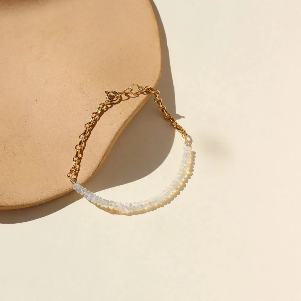 White Opal Bracelet in 14K Gold Filled