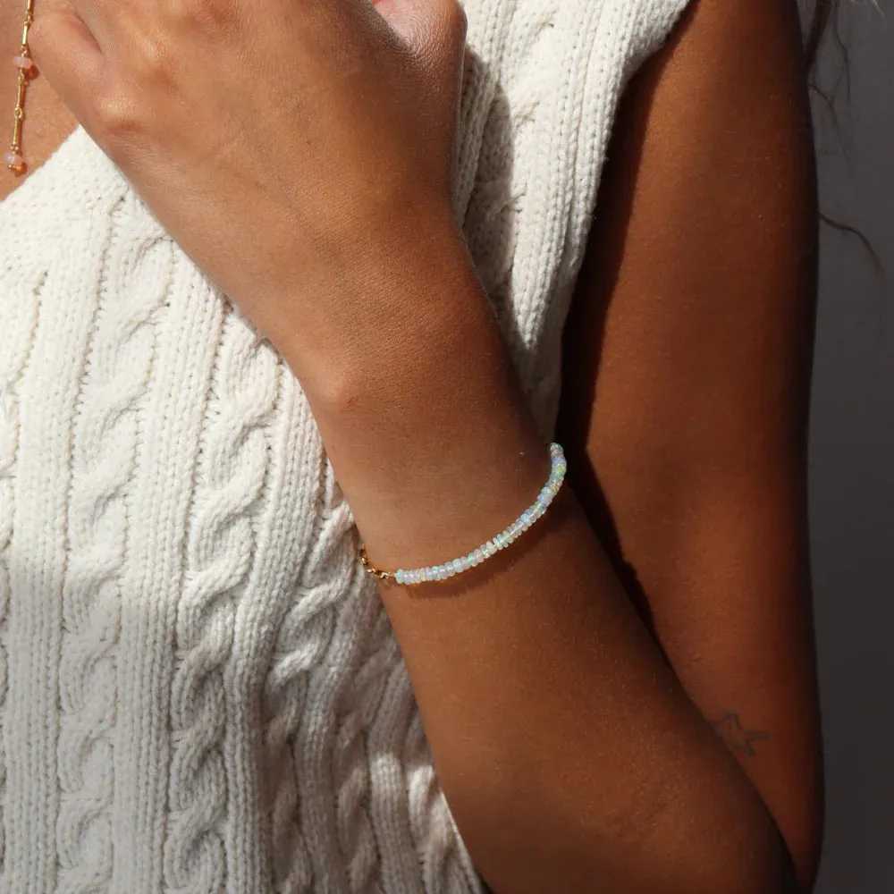 White Opal Bracelet in 14K Gold Filled