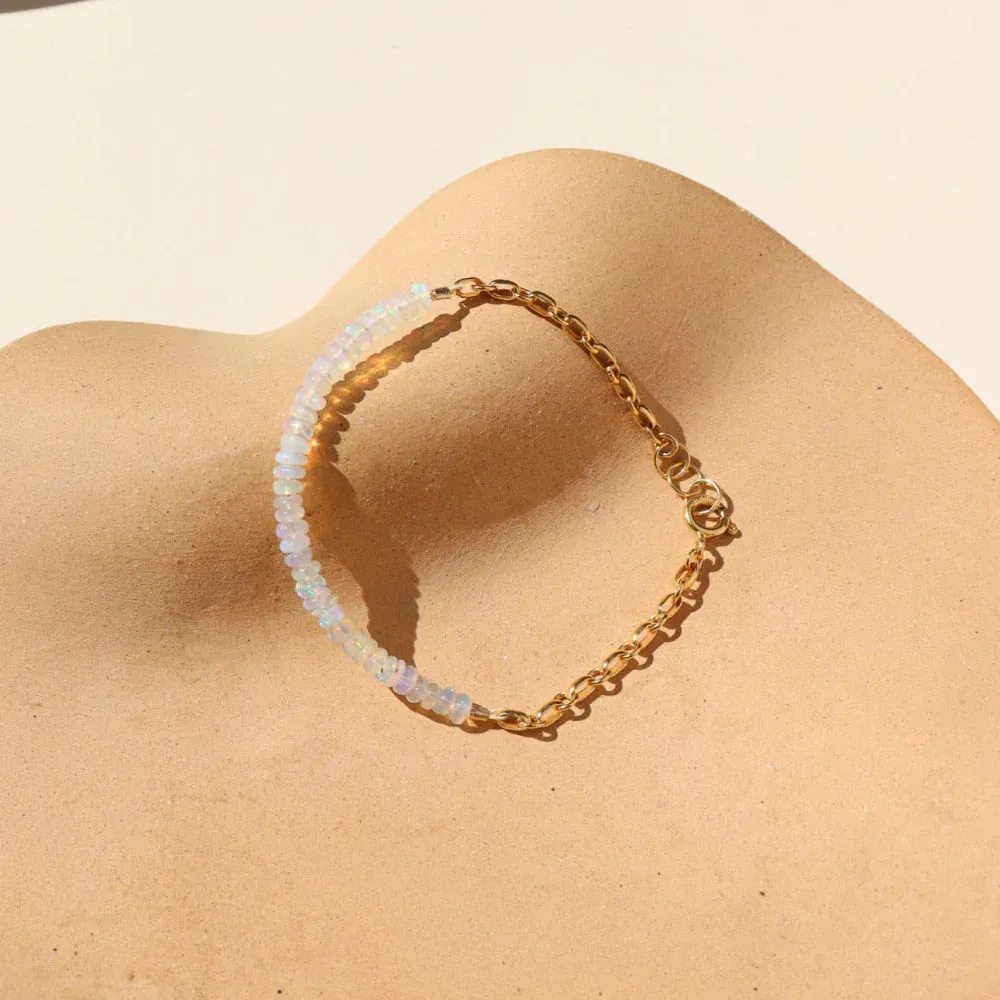 White Opal Bracelet in 14K Gold Filled