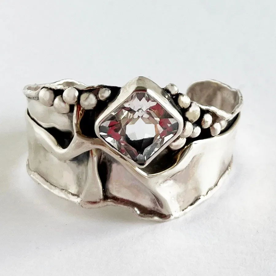 White Topaz is Sterling Silver Cuff