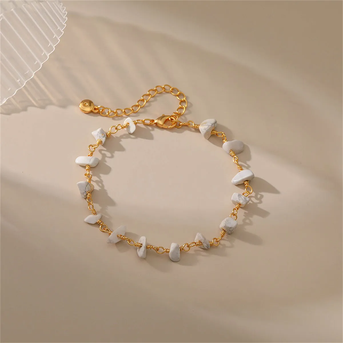 White Turquoise & 18K Gold-Plated Bracelet