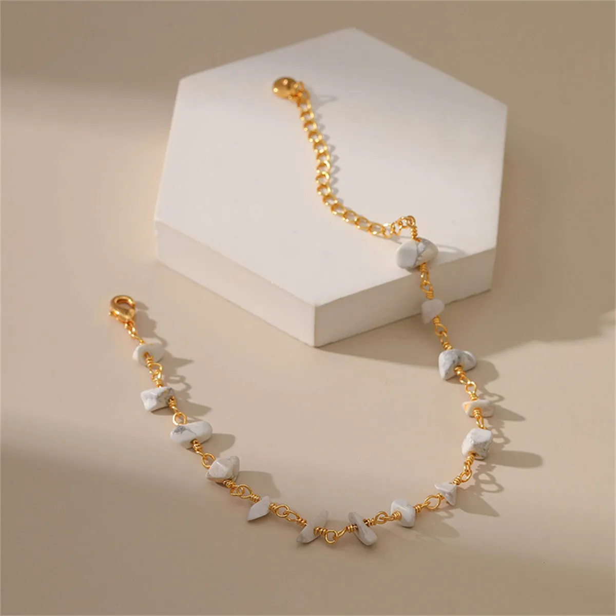 White Turquoise & 18K Gold-Plated Bracelet