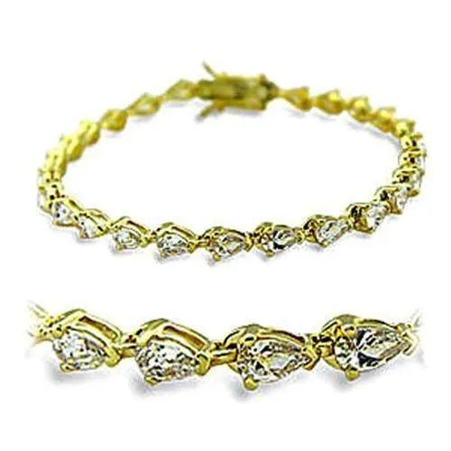 Women's Bracelets - 415804 - Gold Brass Bracelet with AAA