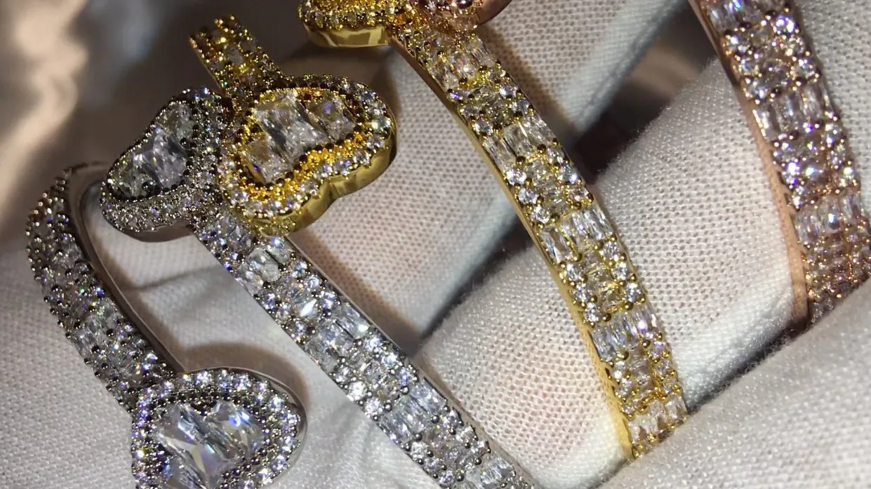 Womens Diamond Bracelet | Diamond Heart Bracelet | Diamond Bangle