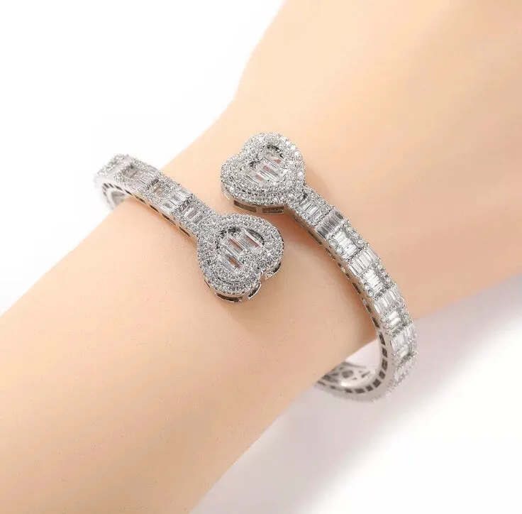 Womens Diamond Bracelet | Diamond Heart Bracelet | Diamond Bangle