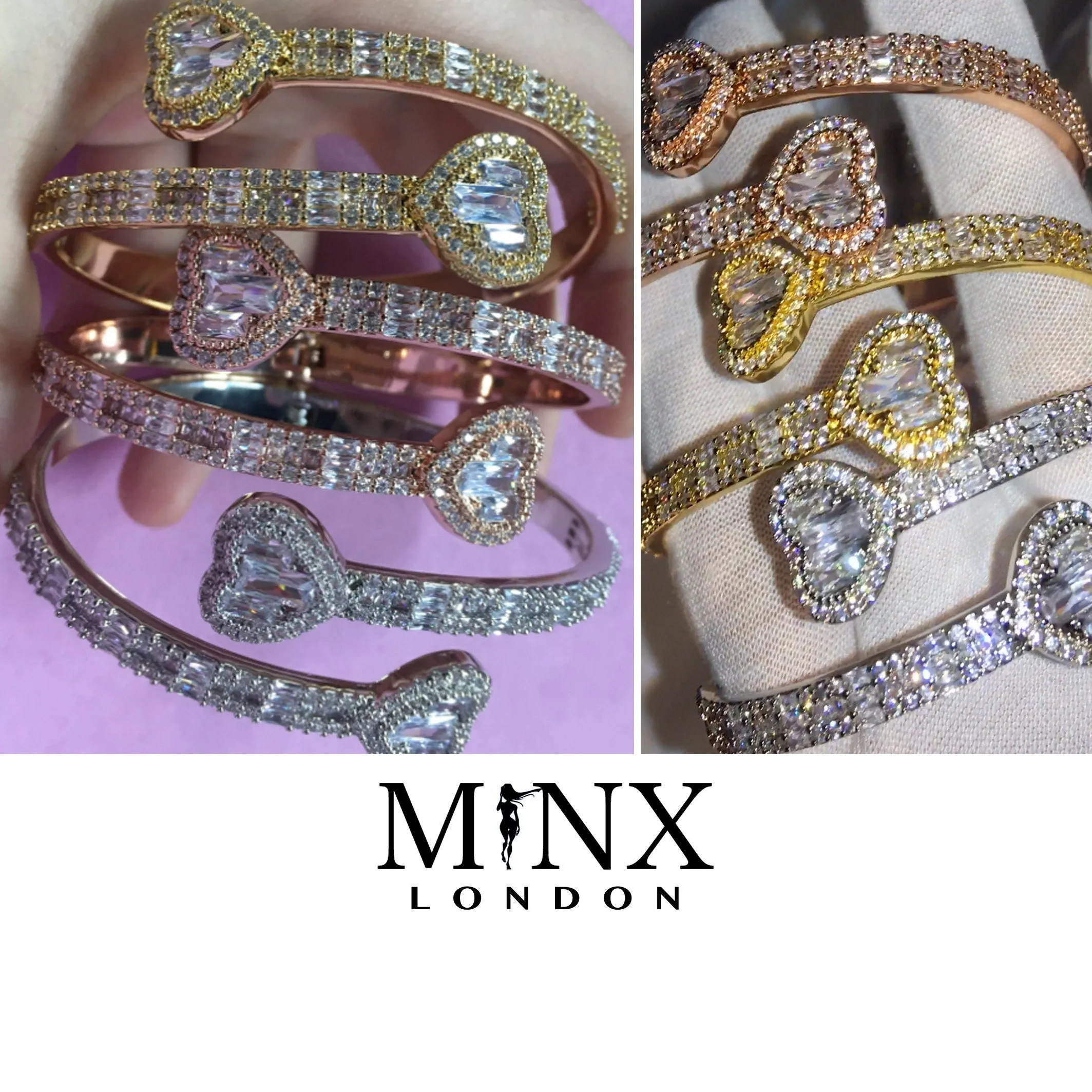 Womens Diamond Bracelet | Diamond Heart Bracelet | Diamond Bangle