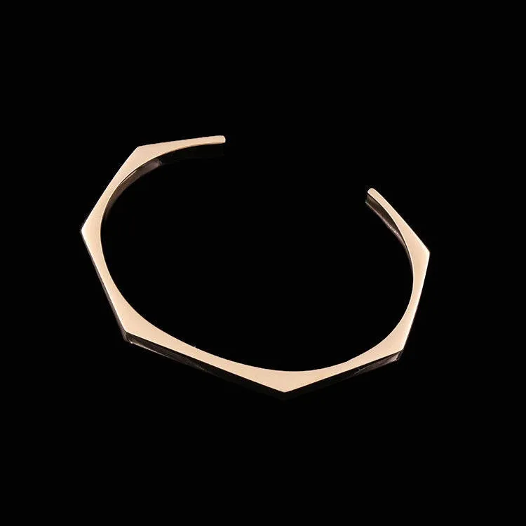 Women's Hexagon 4mm Width Customizable text with adjustable size Cuff Bracelet