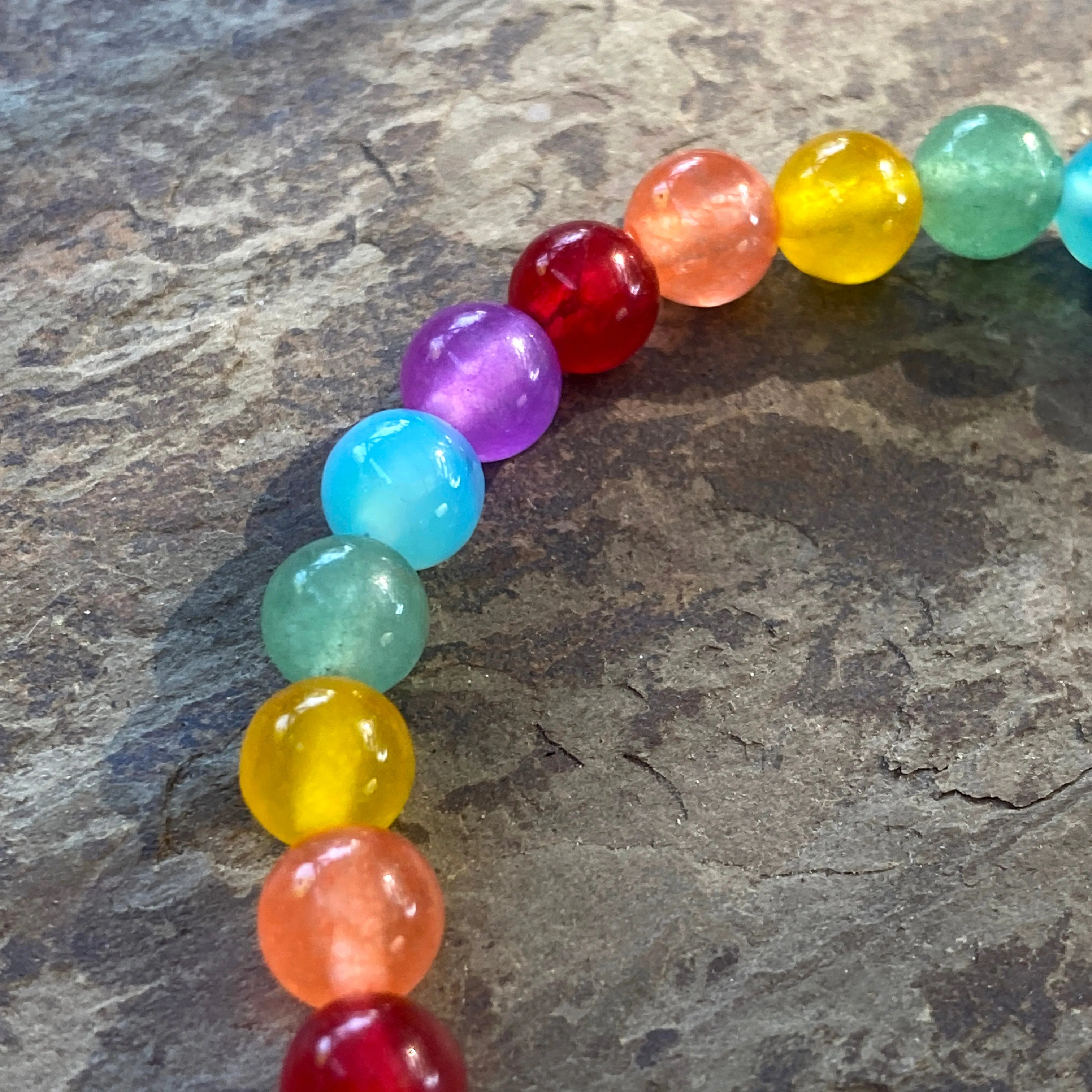 Women’s Rainbow LOVE Jade, Chalcedony and Aventurine Gemstone Bracelet