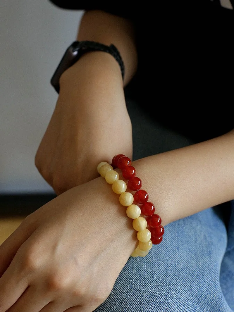 Yellow Jade Beaded Figure 8 Buckle Bracelet