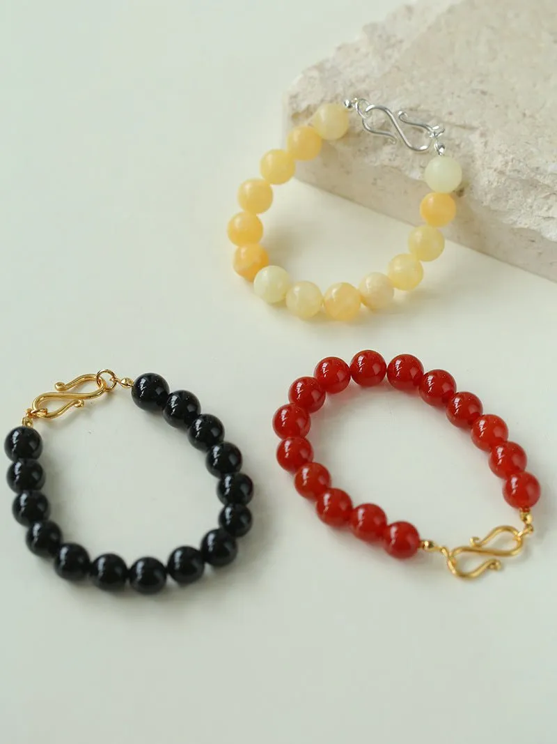Yellow Jade Beaded Figure 8 Buckle Bracelet